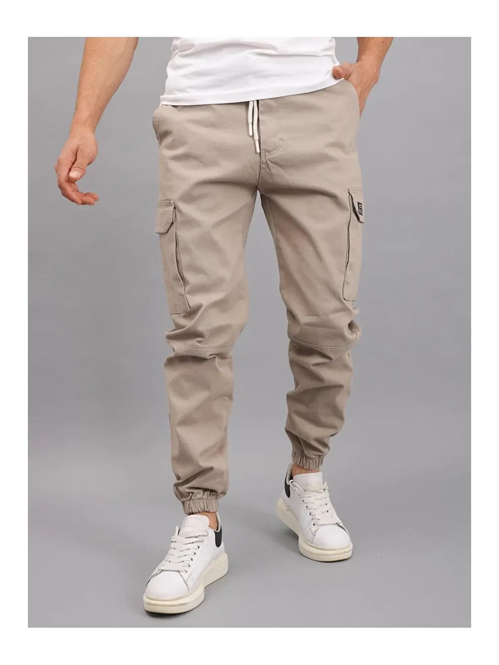 Bej Erkek Kargo Cepli Pantolon