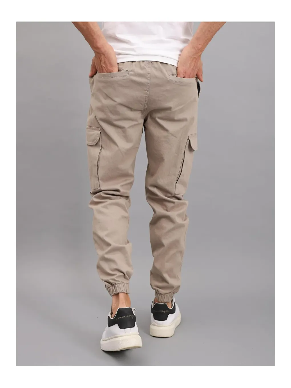 Bej Erkek Kargo Cepli Pantolon-4
