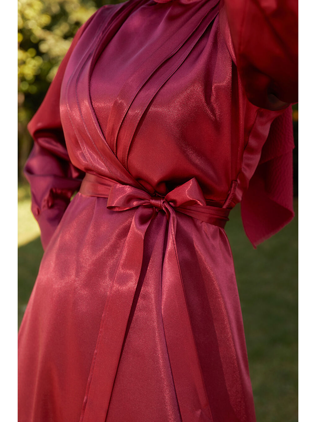 Hakim Yaka Kadın Bordo Elbise - 11482-1