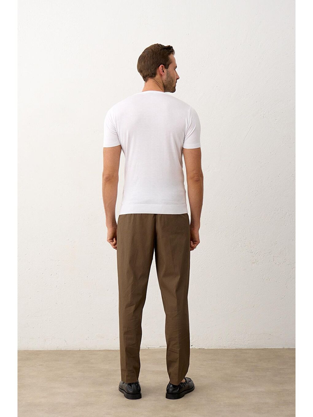 Erkek Çizgili Bisiklet Yaka Slim-Fit İnce Triko Tişört Beyaz-6