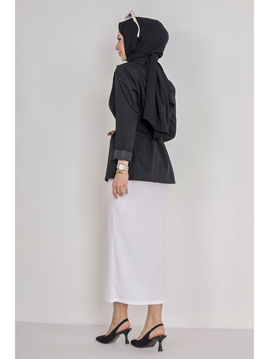 Orta Kadın Beyaz Kalem Etek - 23054-4