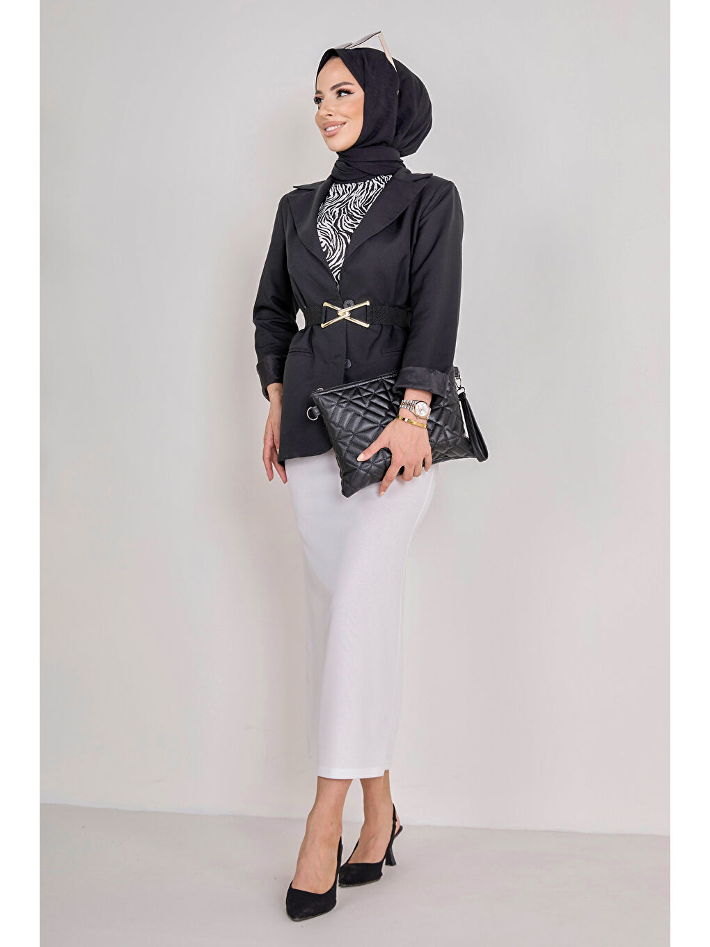 Orta Kadın Beyaz Kalem Etek - 23054-5