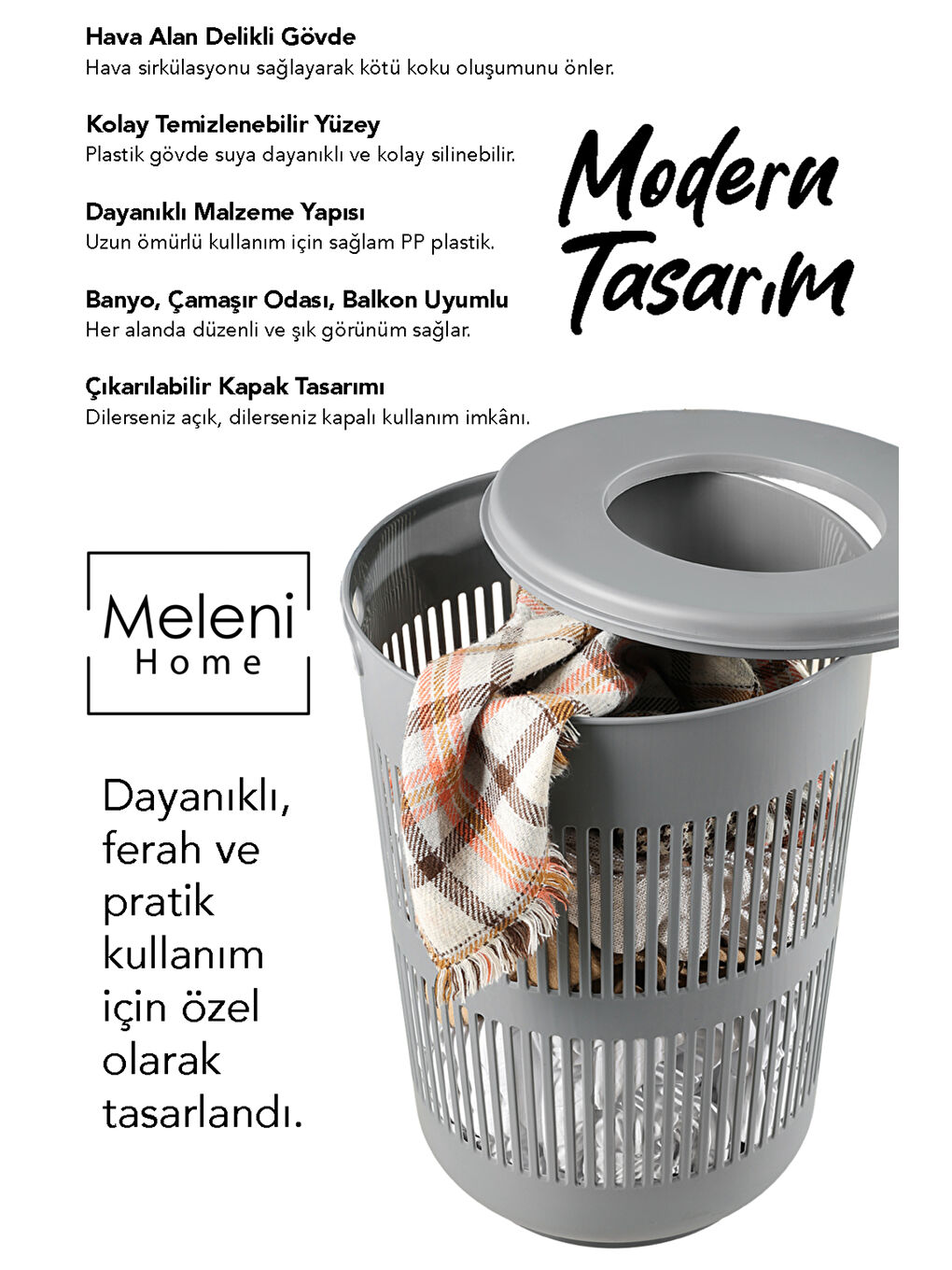 Gri 2'li Kirli Solara Çamaşır Sepeti Seti-2