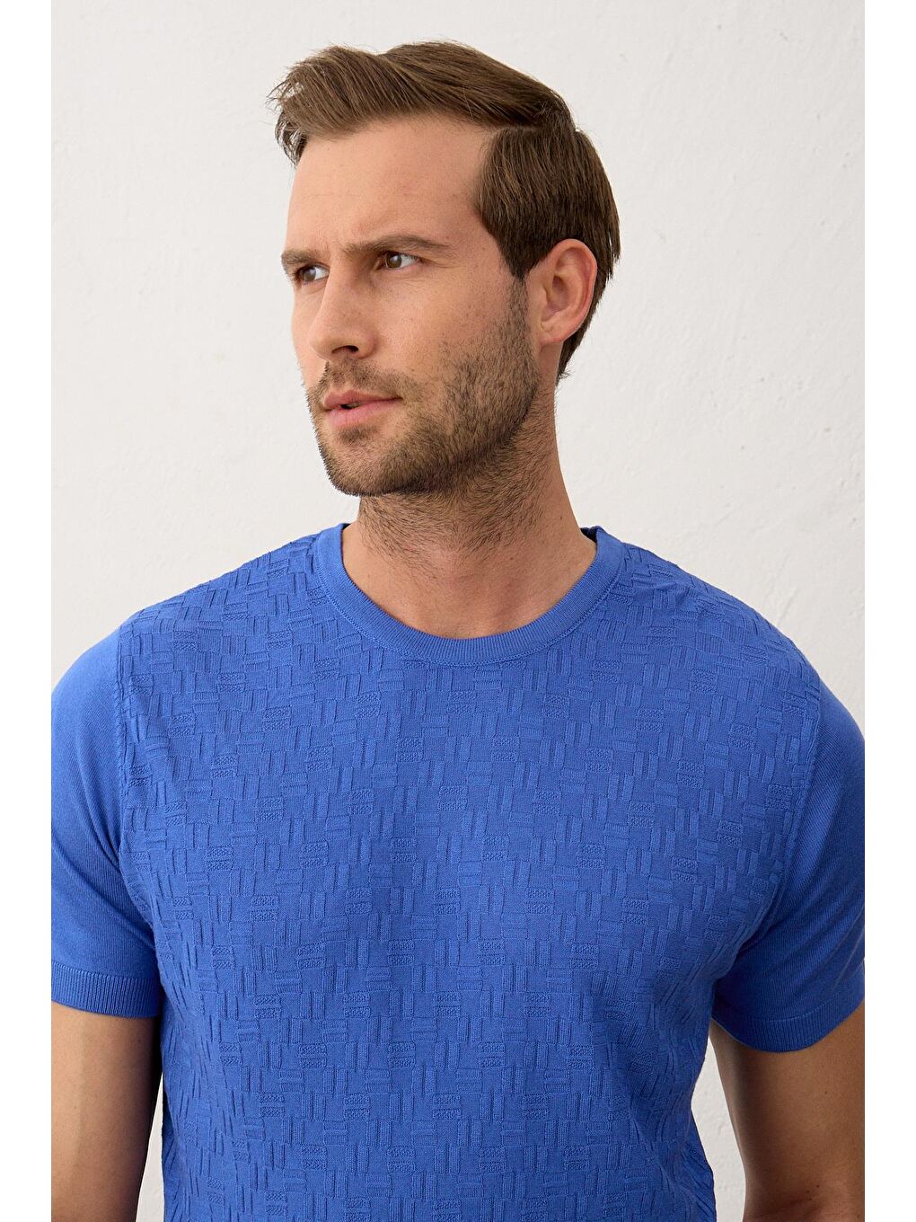 Mavi Modelli Bisiklet Yaka Slim-Fit Yazlık Triko Tişört Saks