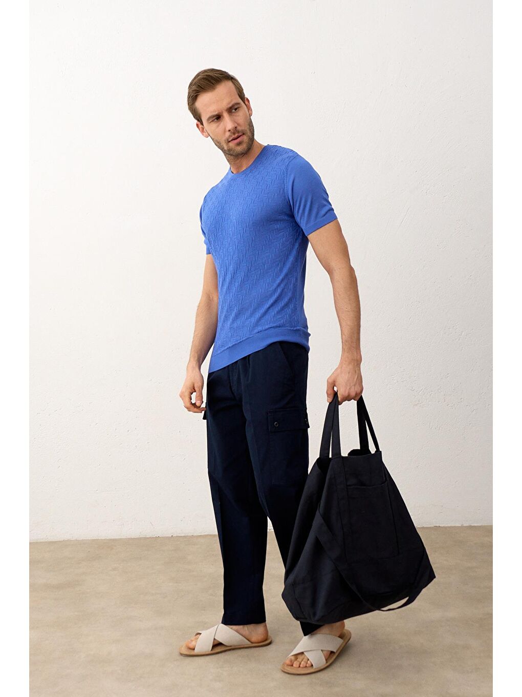 Mavi Modelli Bisiklet Yaka Slim-Fit Yazlık Triko Tişört Saks-3