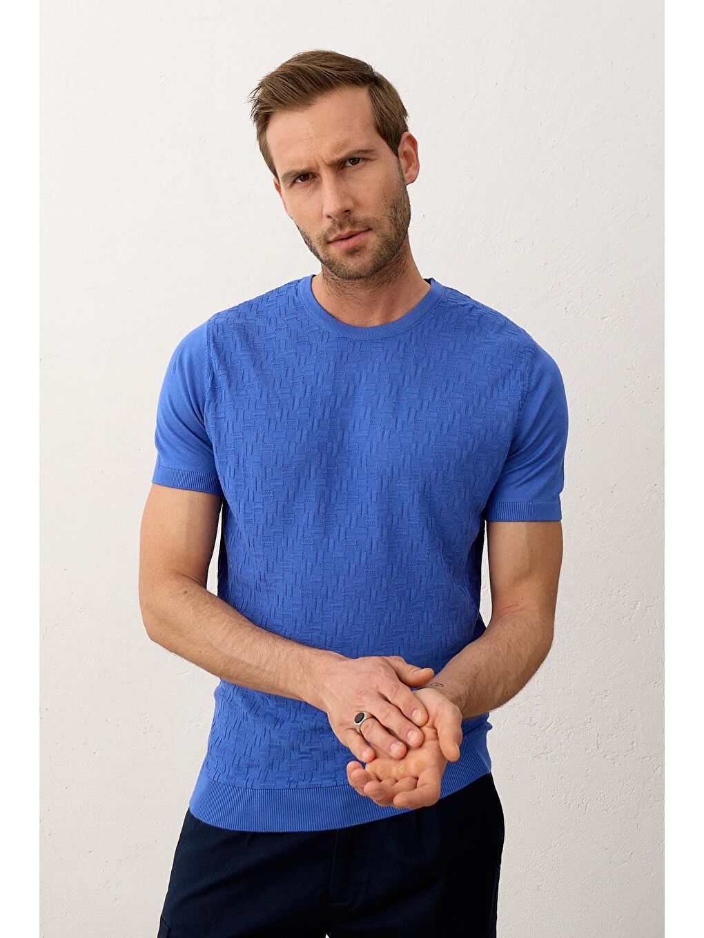 Mavi Modelli Bisiklet Yaka Slim-Fit Yazlık Triko Tişört Saks-4