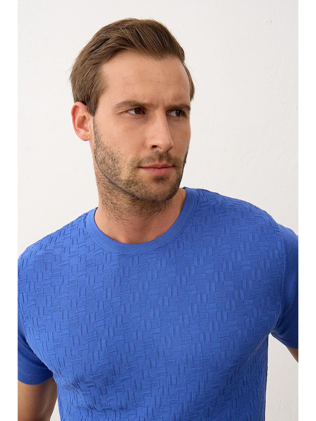 Mavi Modelli Bisiklet Yaka Slim-Fit Yazlık Triko Tişört Saks-5