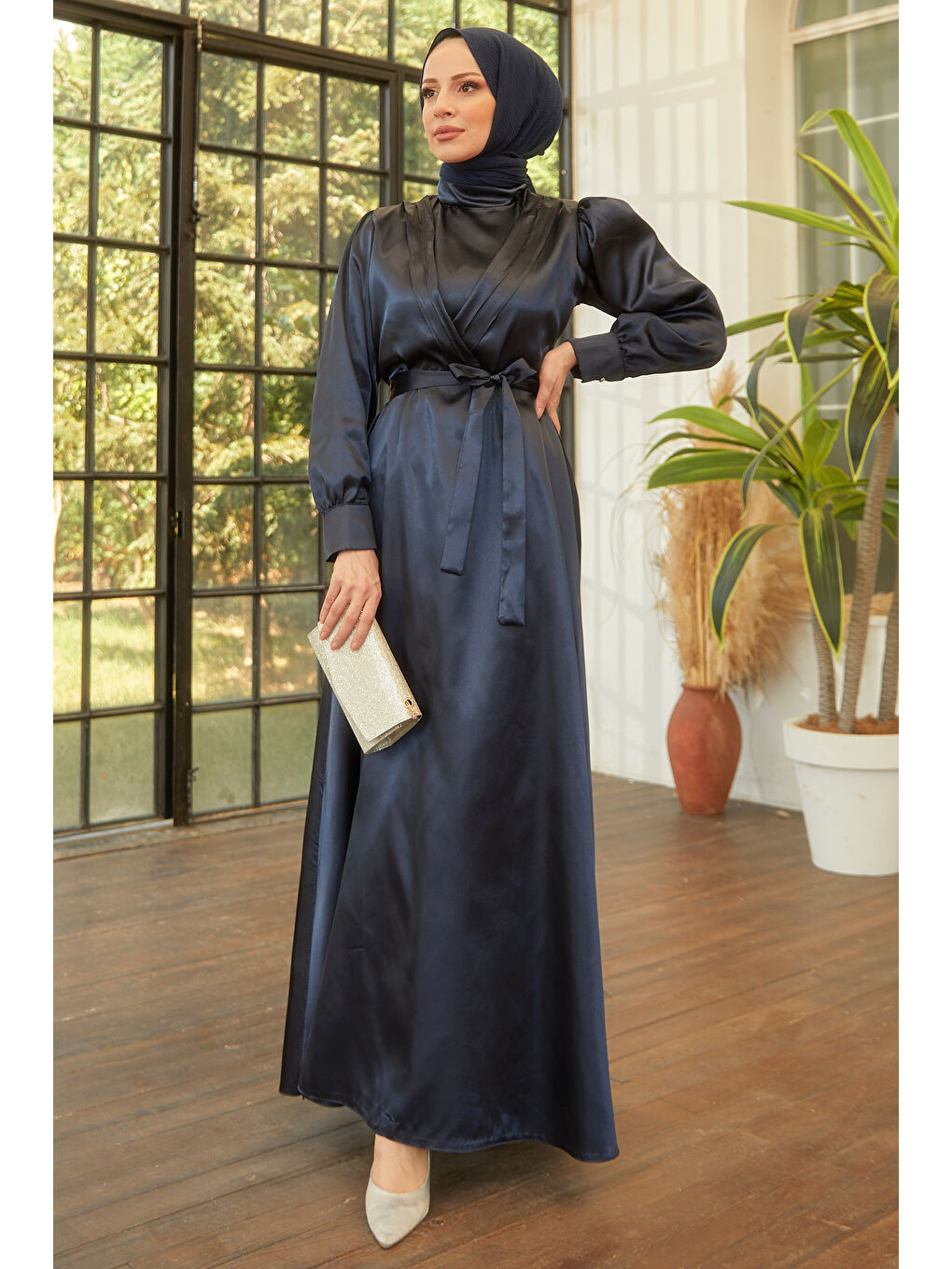 Hakim Yaka Kadın Lacivert Elbise - 11482