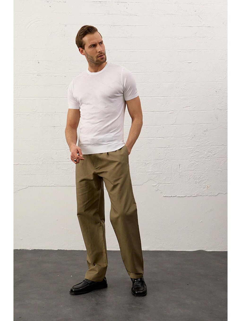 Danger Erkek Bisiklet Yaka Slim-Fit Yazlık Triko Tişört Beyaz - 2
