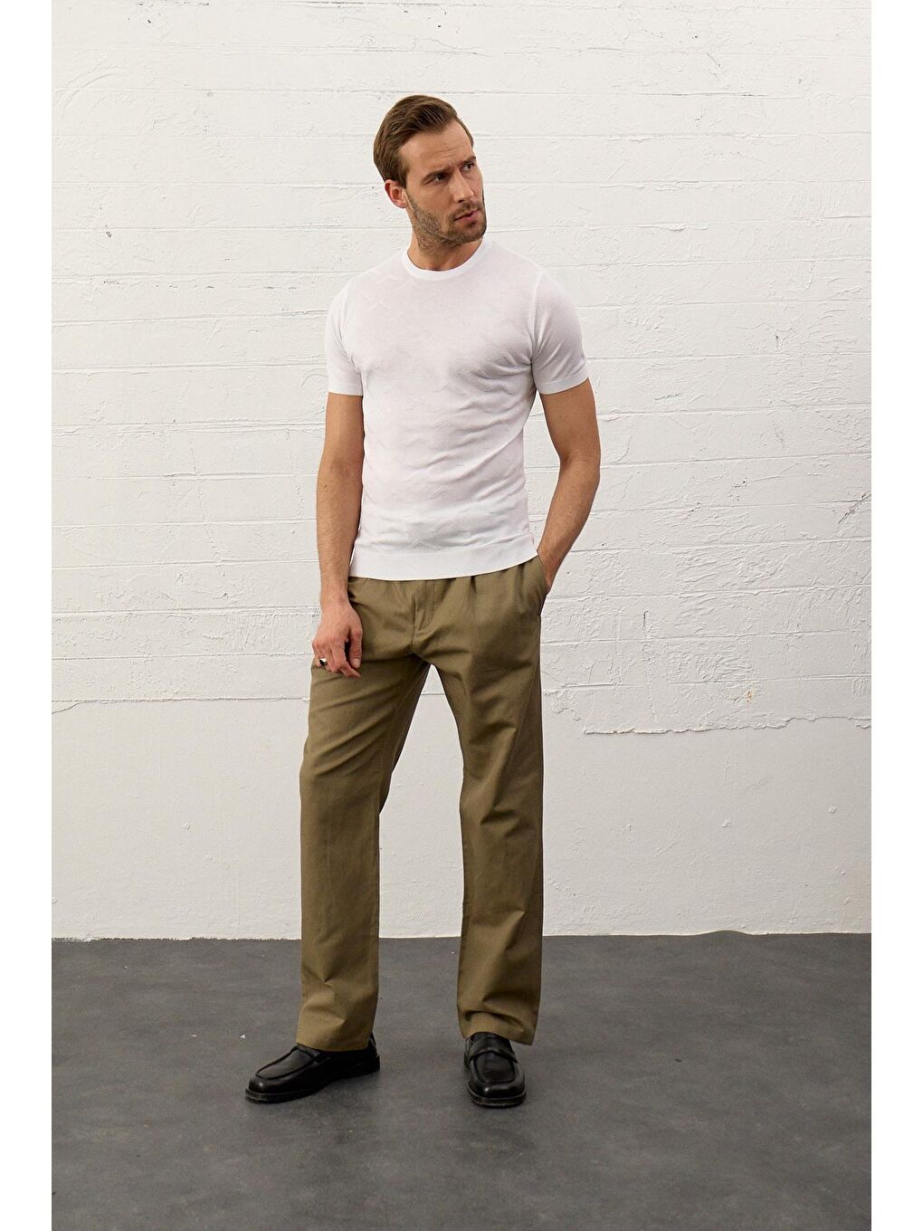 Danger Erkek Bisiklet Yaka Slim-Fit Yazlık Triko Tişört Beyaz - 6