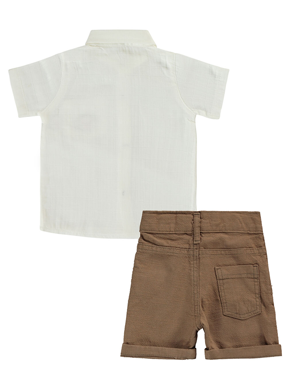 Erkek Bebek 3'lü Şortlu Takım 6-18 Ay Bej-1