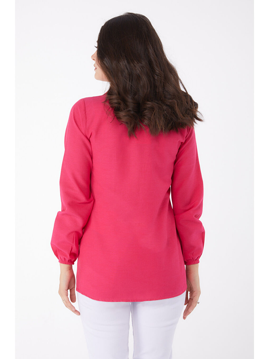 Gömlek Yaka Kadın Fuşya Gömlek - 13249-4