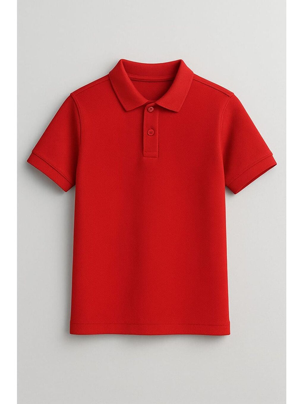 Kırmızı Kids Polo Yaka Basic Kısa Kollu Kız Çocuk Tişört