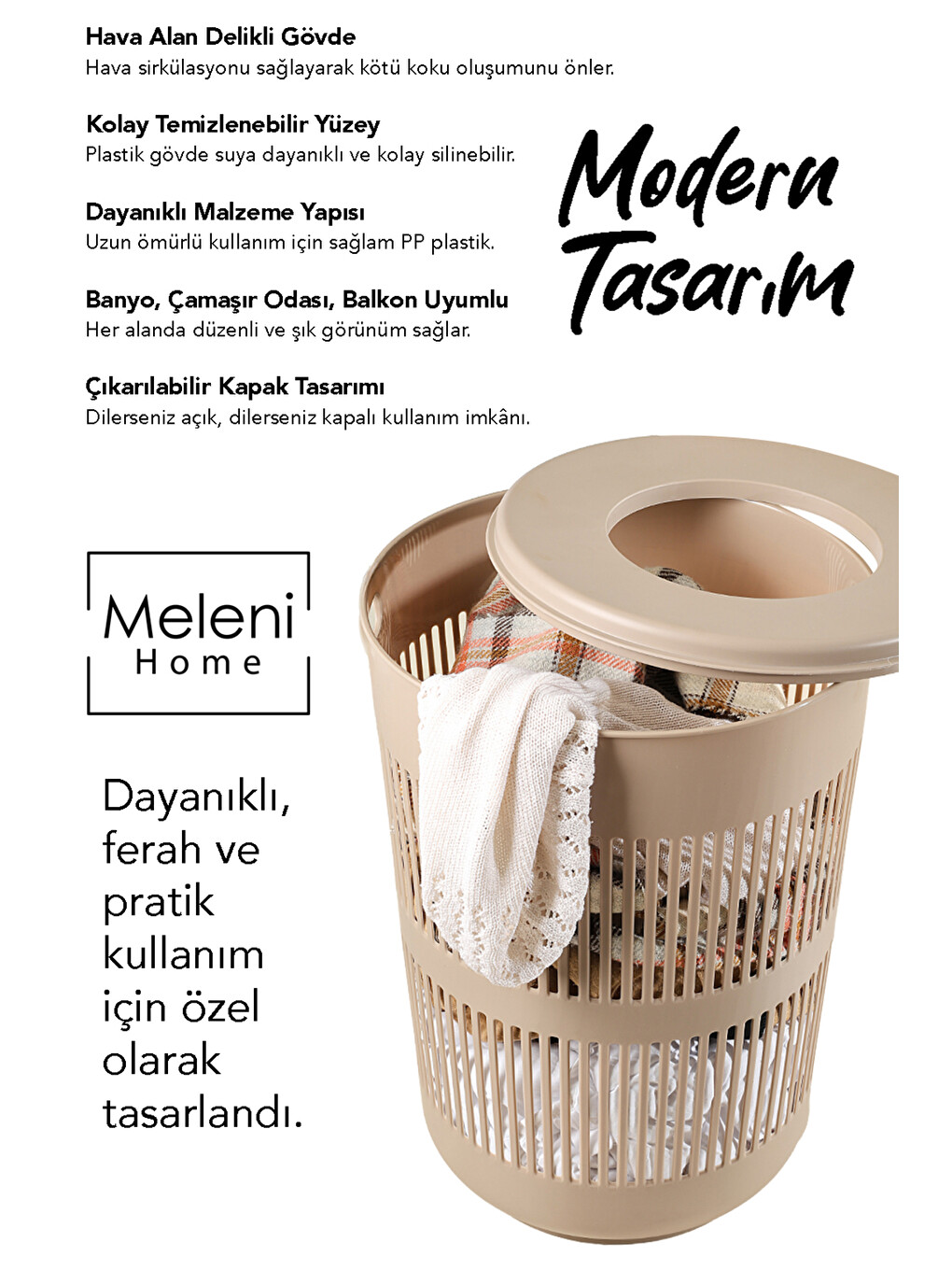 Bej 2'li Kirli Solara Çamaşır Sepeti Seti-2