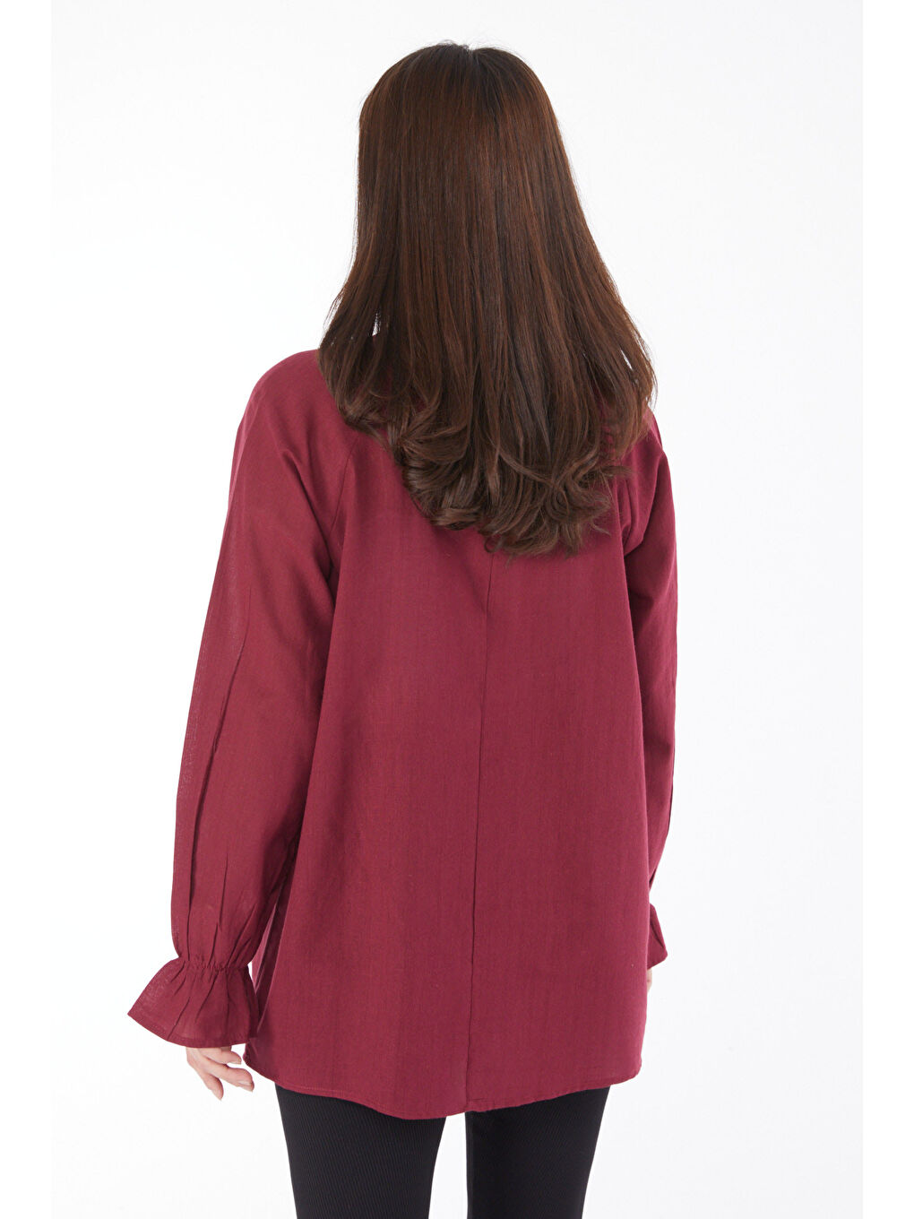 Hakim Yaka Kadın Bordo Tunik - 13146-3