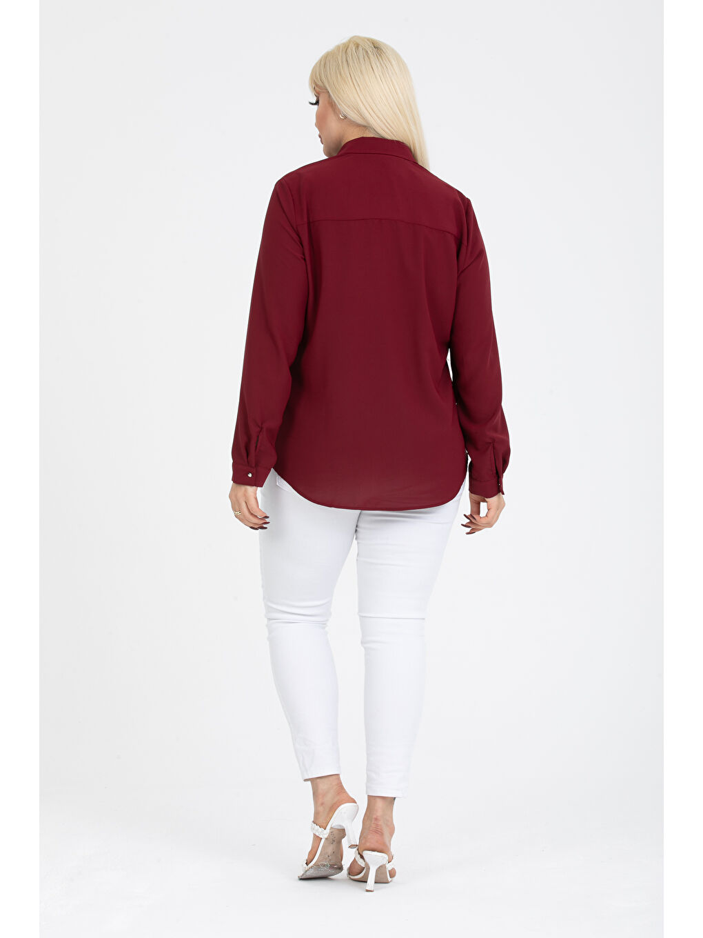 Bordo Jessica Büyük Beden Gömlek-2