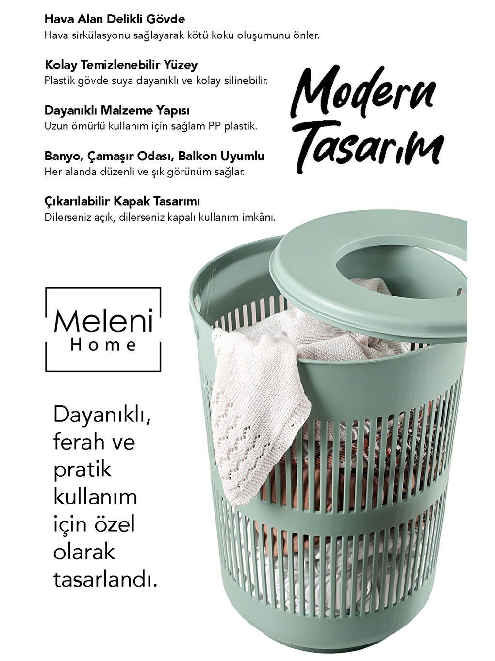 Yeşil 2'li Kirli Solara Çamaşır Sepeti Seti-2