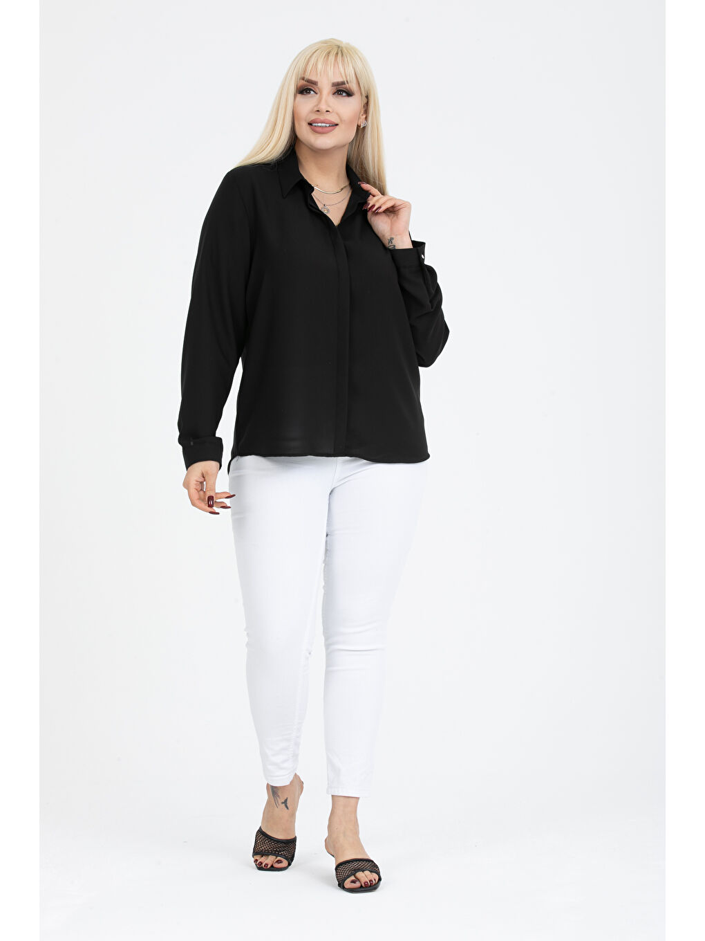 Siyah Jessica Büyük Beden Gömlek-3