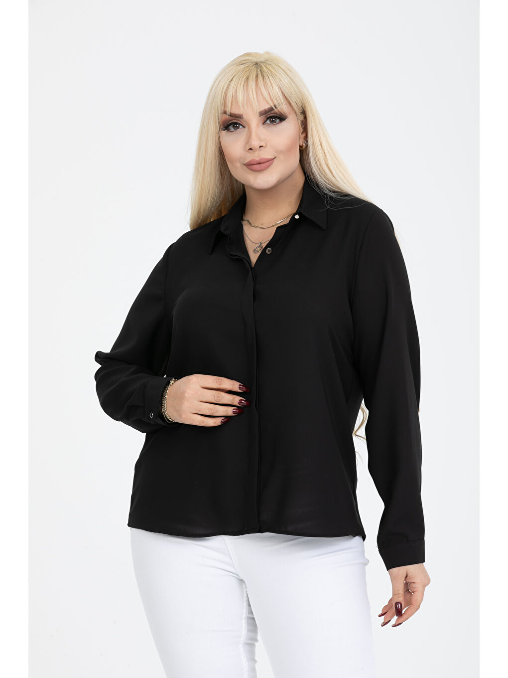Siyah Jessica Büyük Beden Gömlek-4