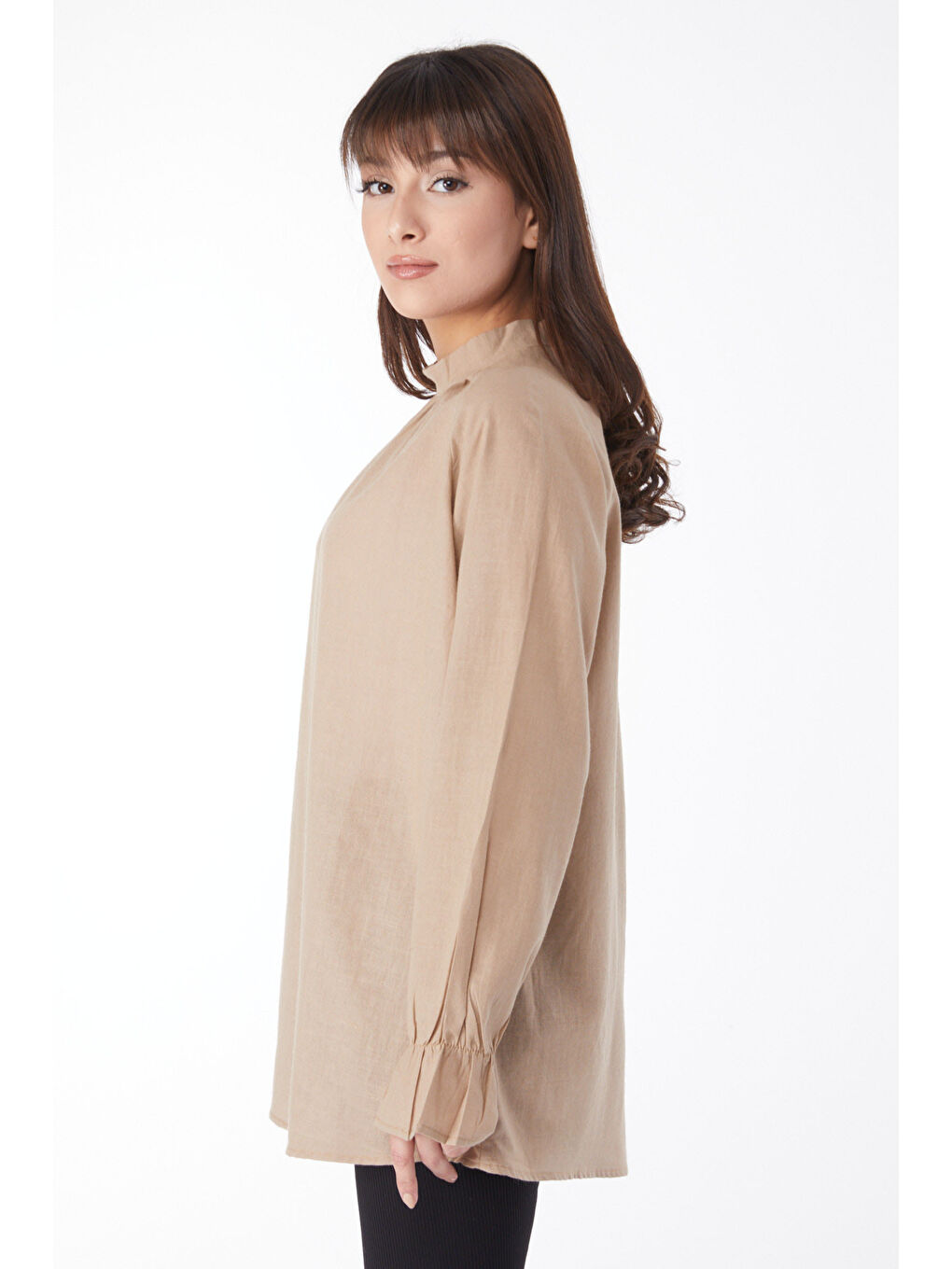 Bej Hakim Yaka Kadın Vizon Tunik - 13146-2