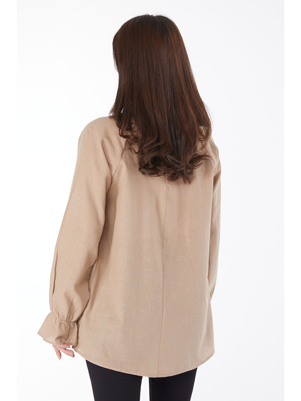 Bej Hakim Yaka Kadın Vizon Tunik - 13146-3