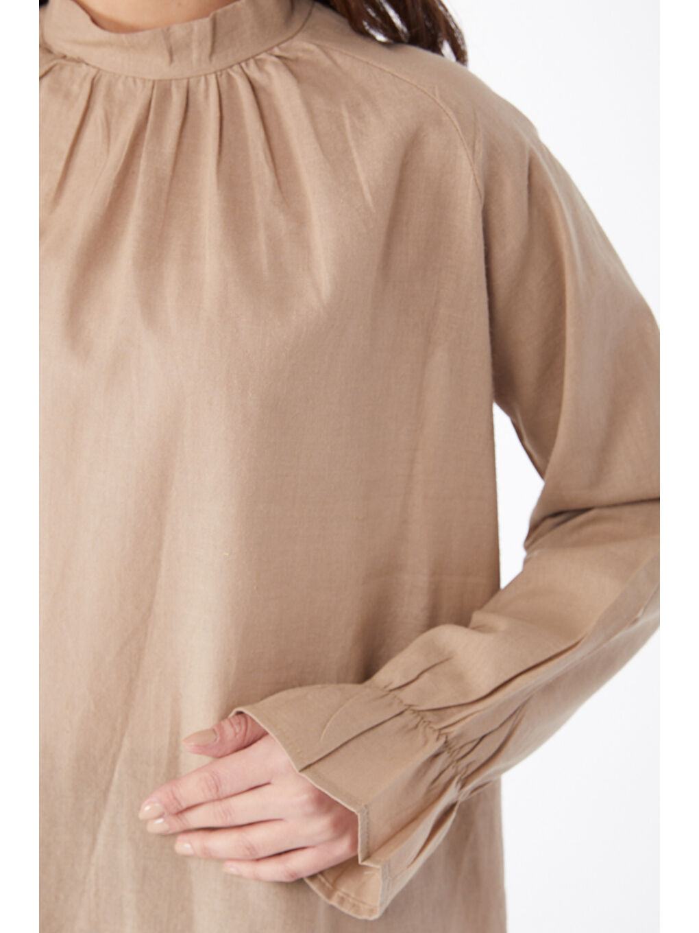 Bej Hakim Yaka Kadın Vizon Tunik - 13146-4