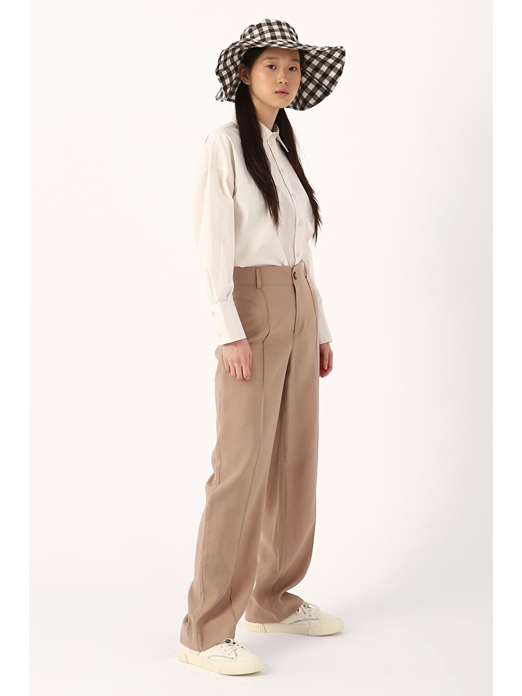 Bej Camel Çimalı Rahat Kalıp Pantolon-2