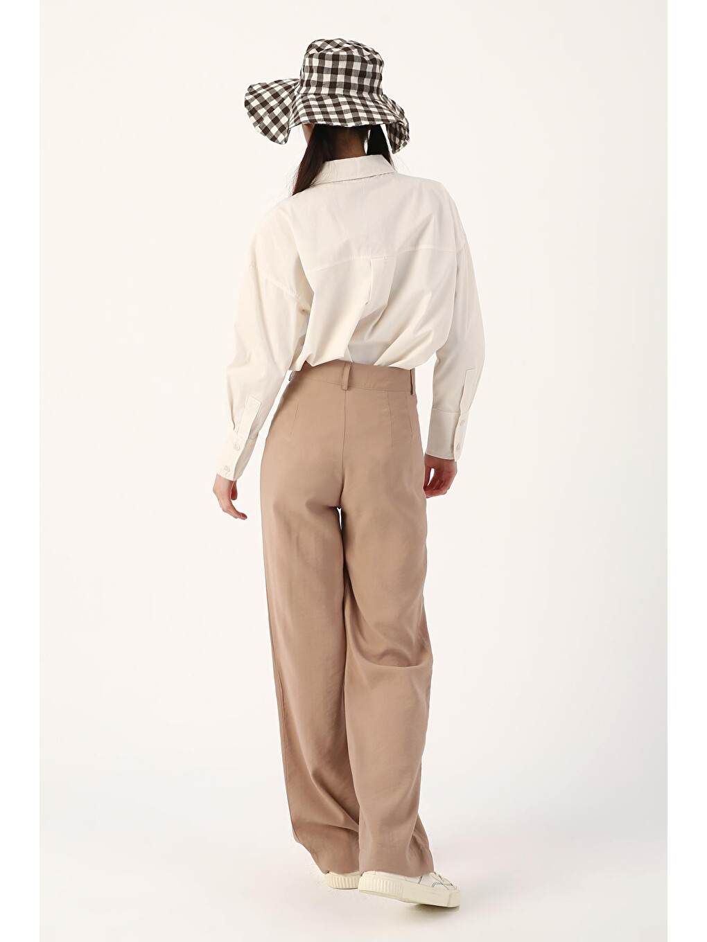 Bej Camel Çimalı Rahat Kalıp Pantolon-3