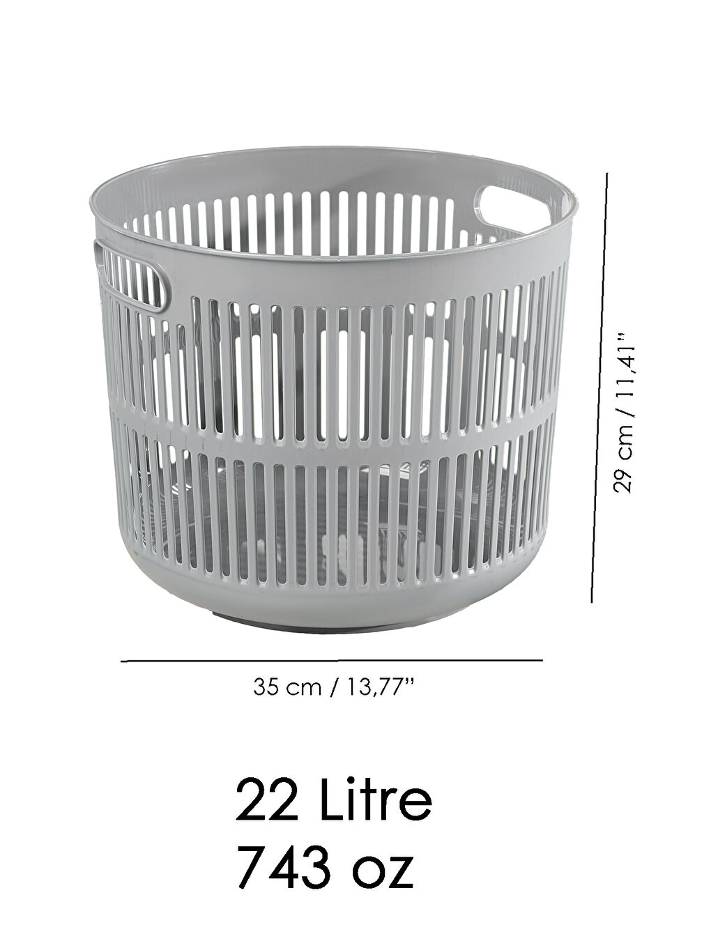 Gri Solara Yuvarlak Çamaşır Sepeti 22 l-5