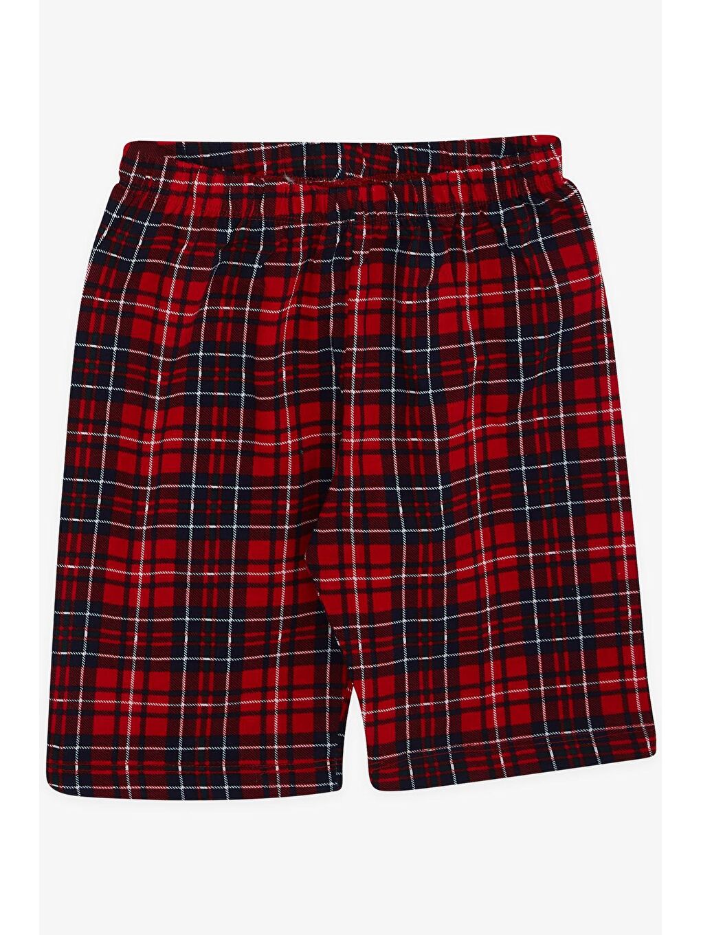 Erkek Çocuk Şortlu Pijama Takımı Ekose Desenli Kırmızı (14 Yaş)-3
