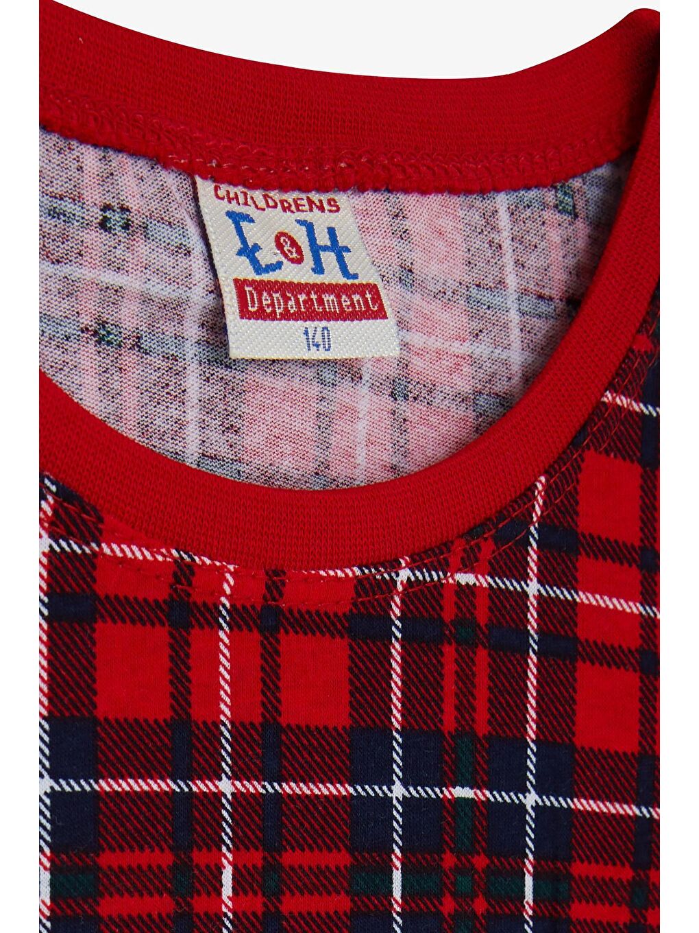 Erkek Çocuk Şortlu Pijama Takımı Ekose Desenli Kırmızı (14 Yaş)-4