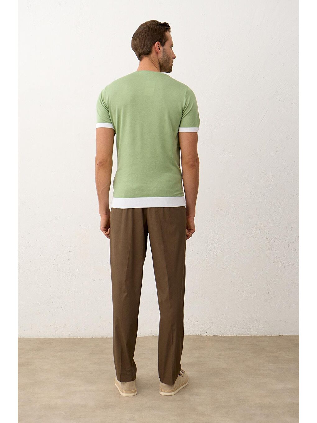 Danger Erkek Renkli Slim-Fit Yazlık Triko Tişört Yeşil - 6