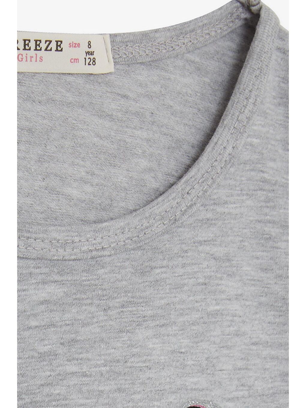Kız Çocuk Uzun Kollu Tişört Kız Bakılı Gri Melanj (4-8 Yaş)-2