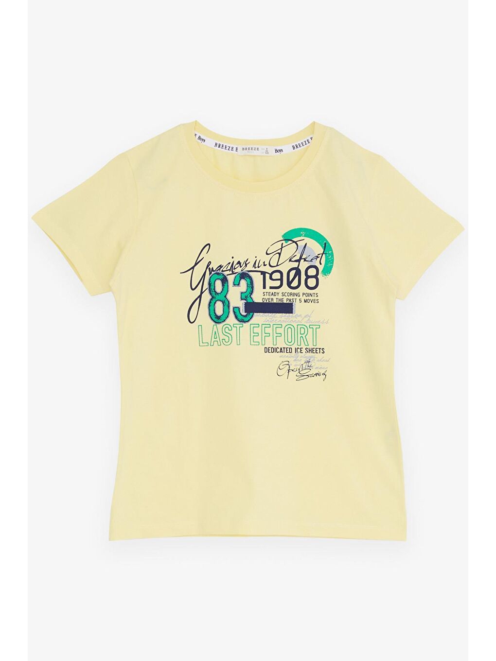 Erkek Çocuk Şortlu Takım Yazı Baskılı Cepli Bağcık Aksesuarlı Sarı (8-14 Yaş)-2