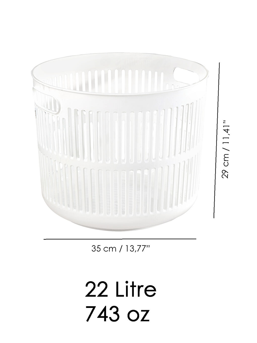Beyaz Solara Yuvarlak Çamaşır Sepeti 22 l-5
