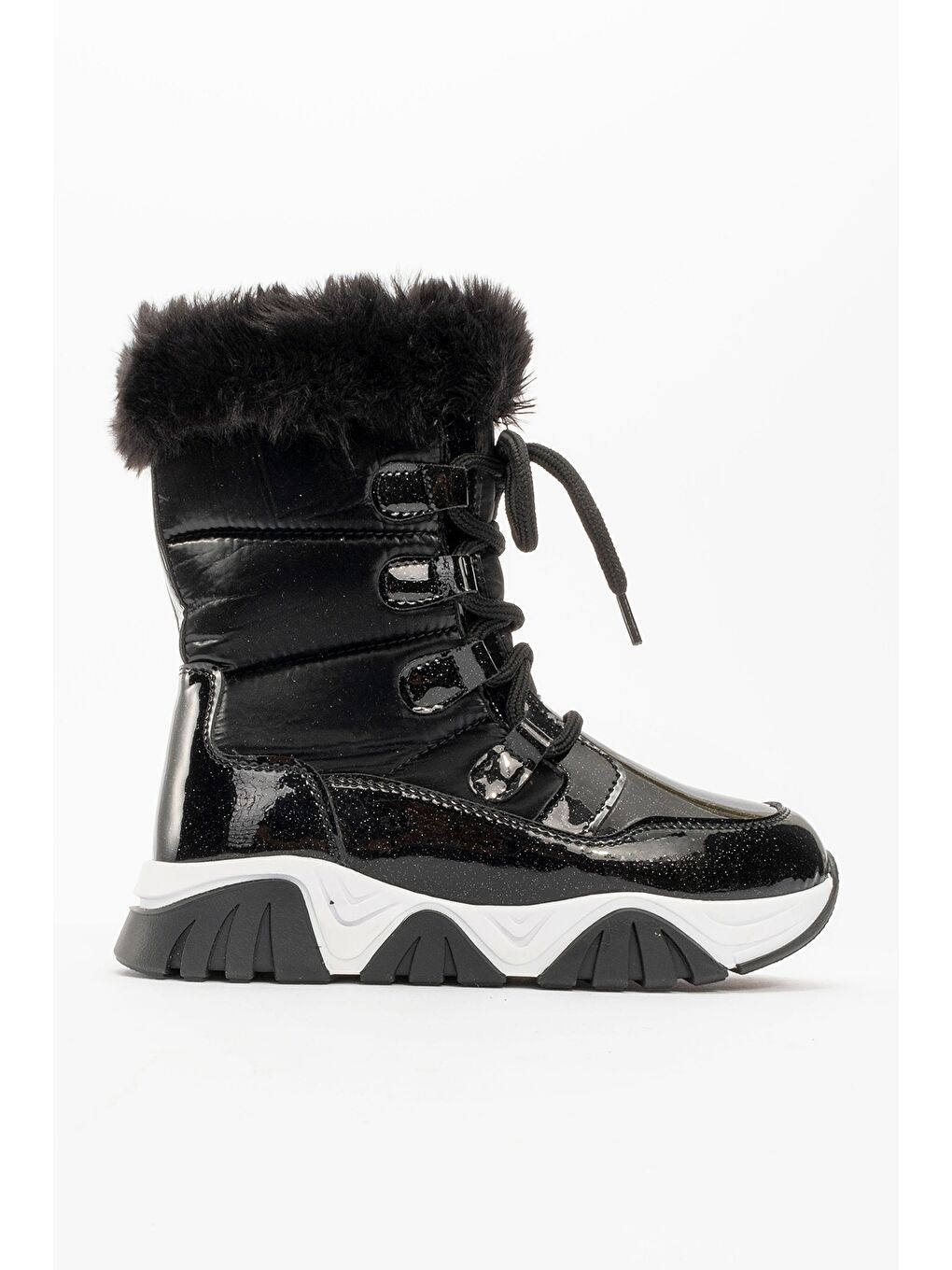 Kız Çocuk Siyah Simli Rugan Deri Suya Dayanıklı Günlük Bot-3