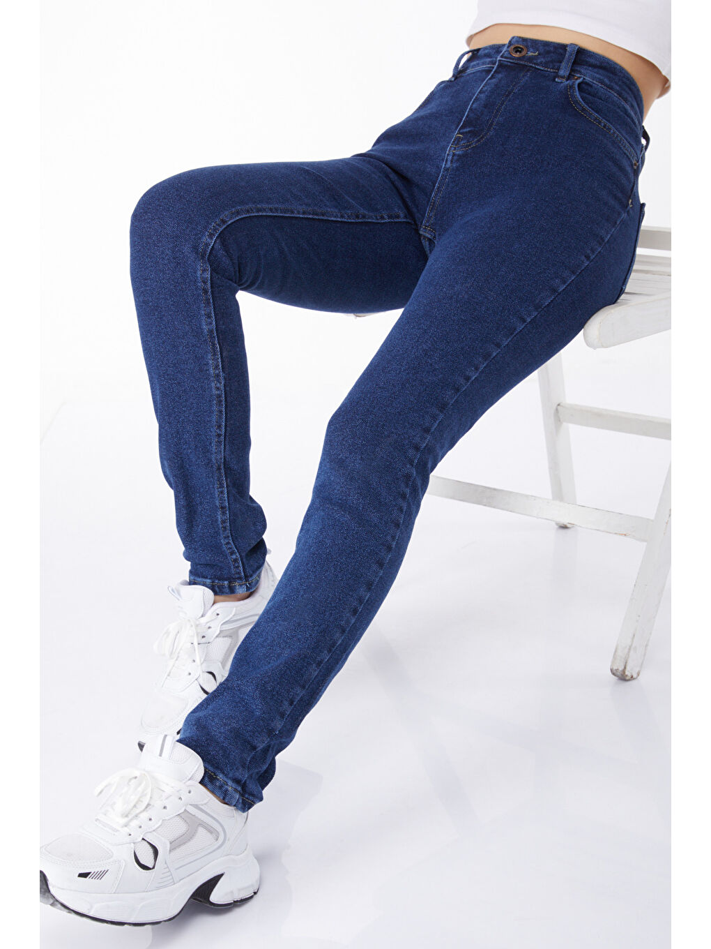 Orta Kadın Lacivert Dar Paçapantolon - 24915-1