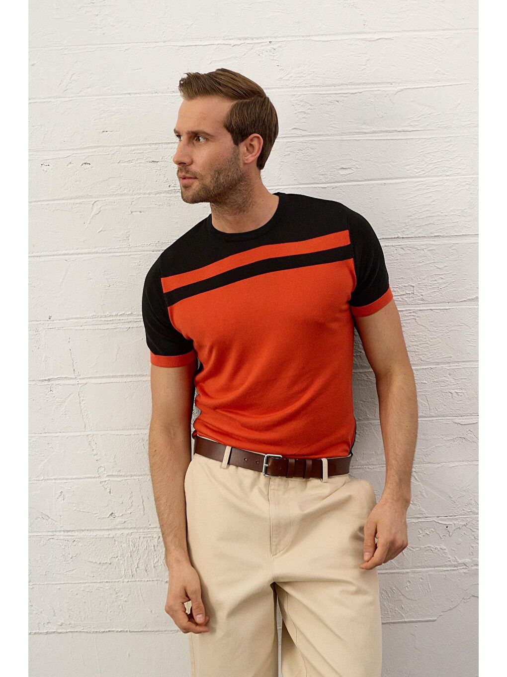 Danger Erkek Renkli Slim-Fit Yazlık Triko Tişört Siyah
