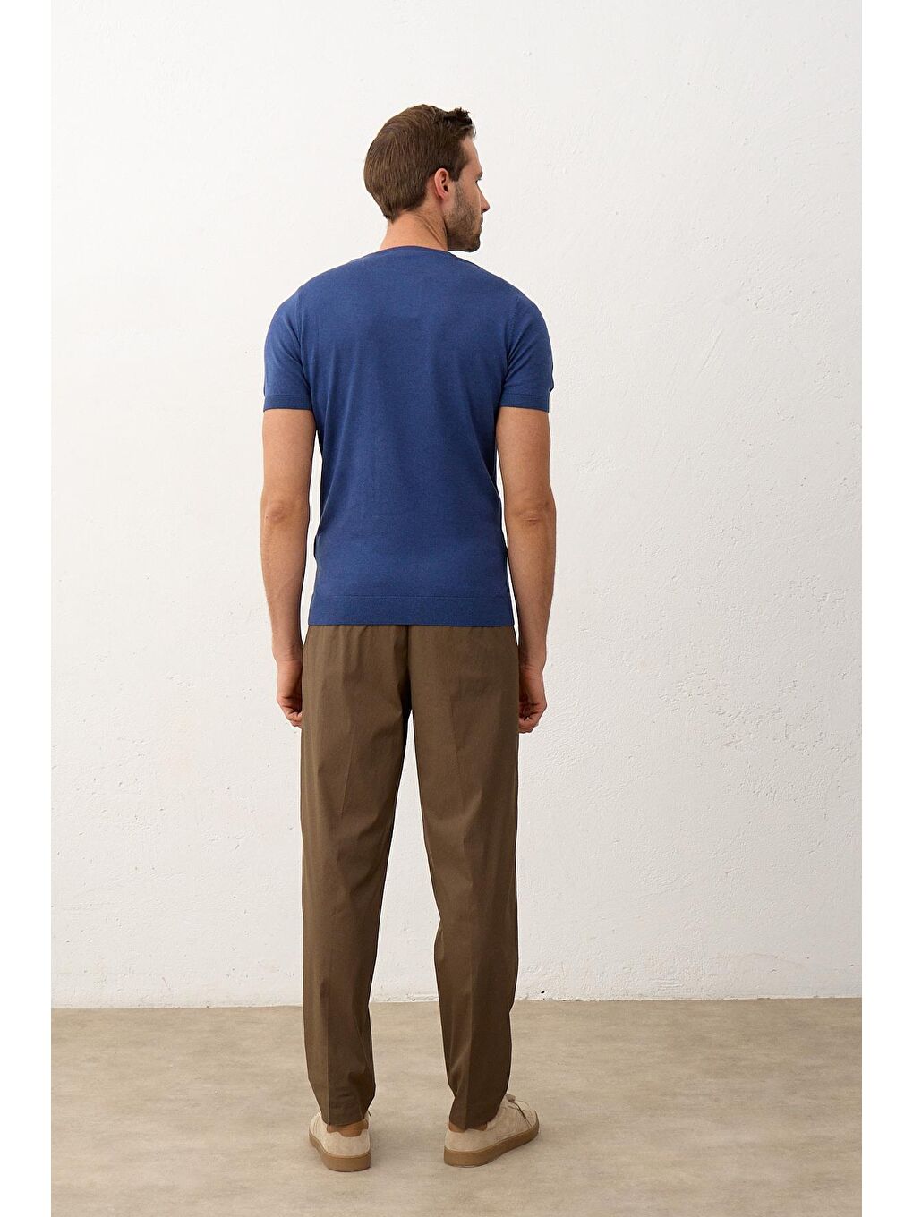 Danger Indigo Erkek Kare Desenli Slim-Fit Yazlık Triko Tişört İndigo - 6