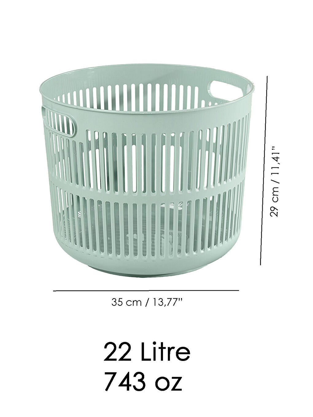 Yeşil Solara Yuvarlak Çamaşır Sepeti 22 l-5