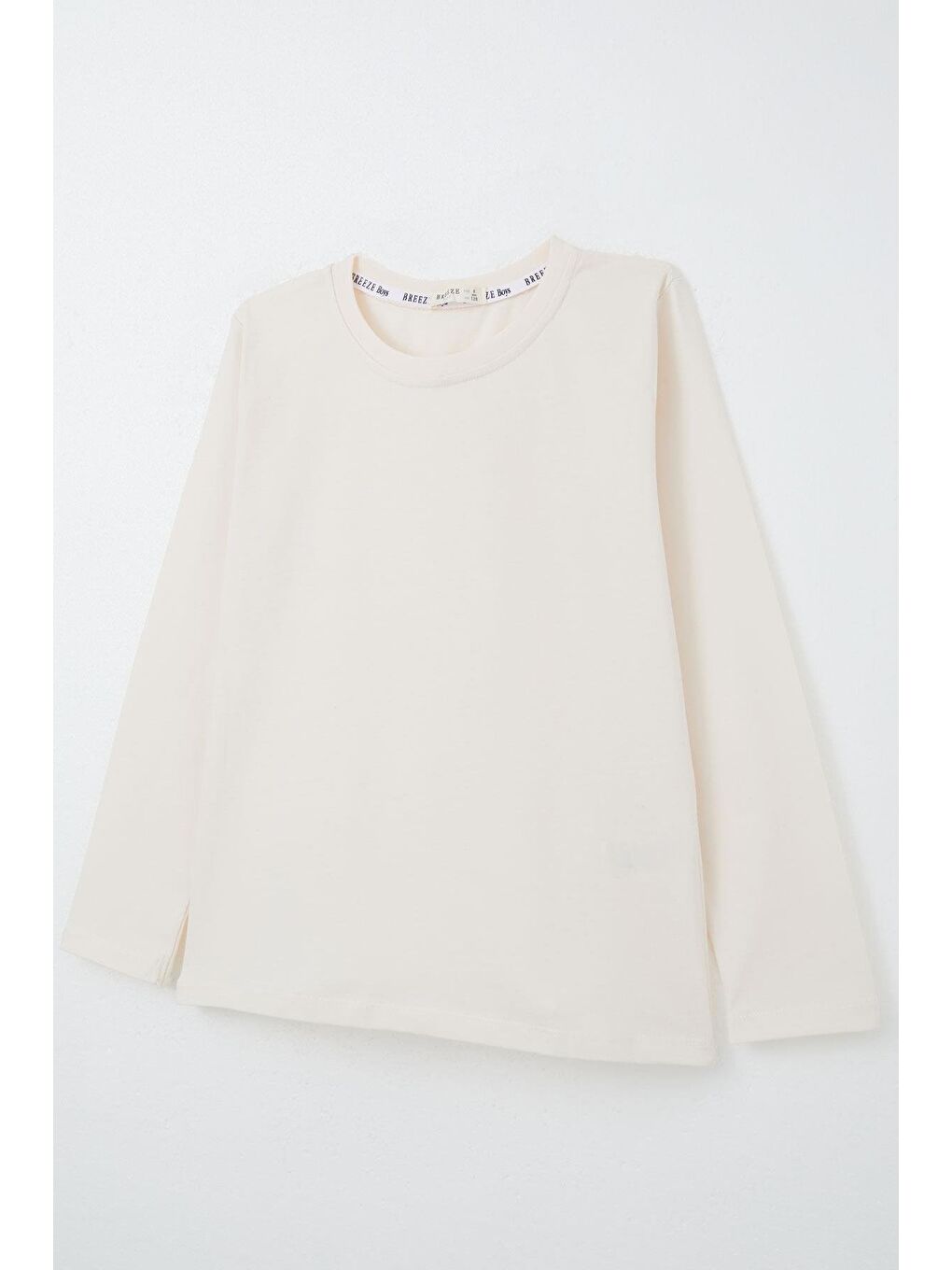 Ekru Erkek Çocuk Uzun Kollu Tişört Basic Krem (5-14 Yaş)-4