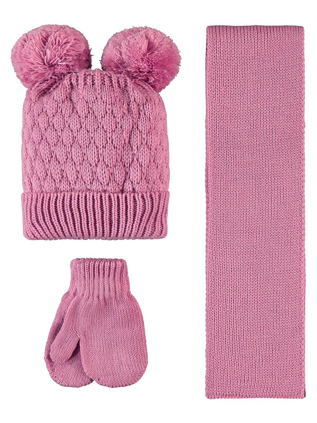 Baby 6-24 Ay Atkı Bere Eldiven Set - Pembe Standart