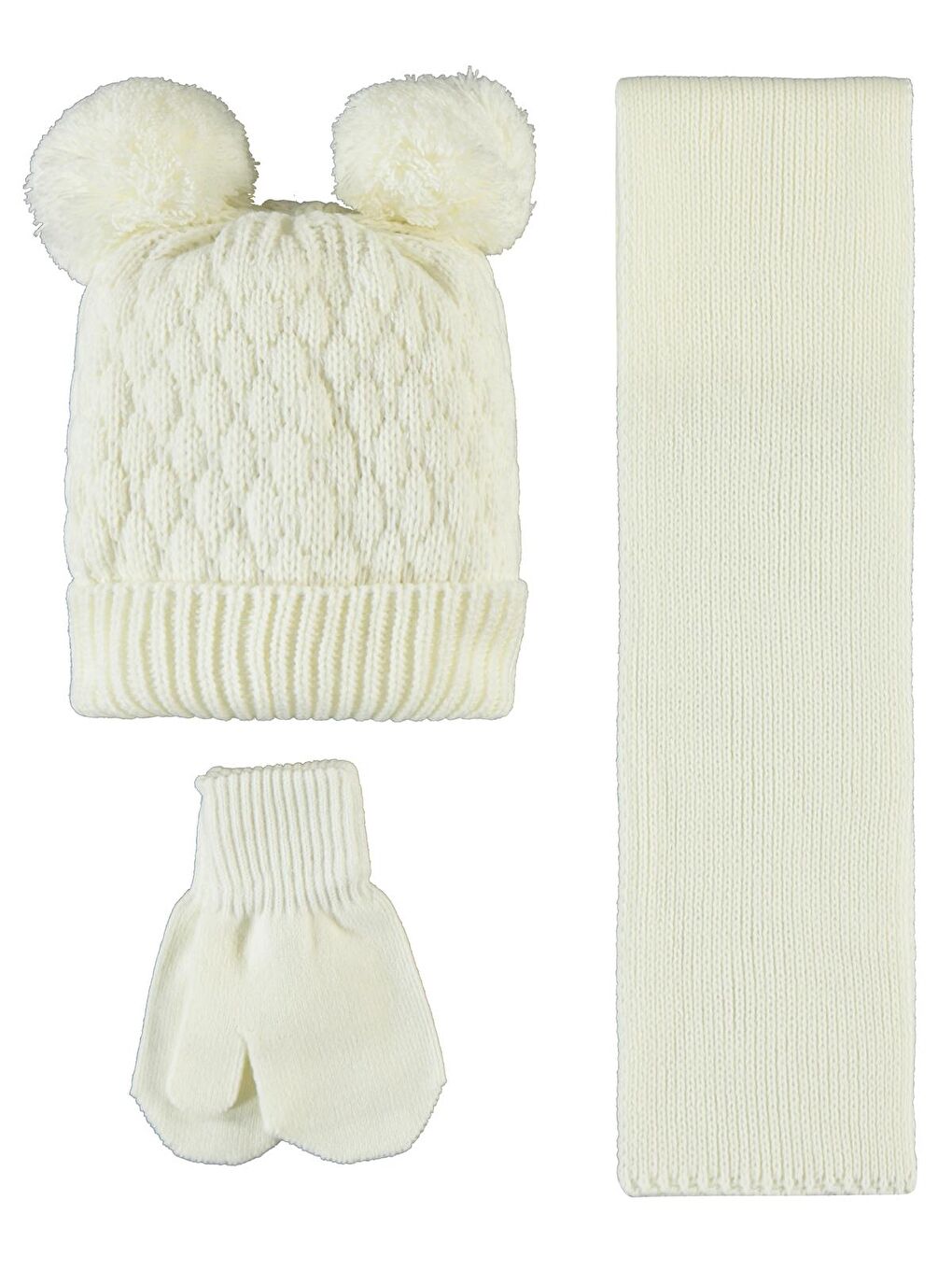 Baby 6-24 Ay Atkı Bere Eldiven Set - Ekru