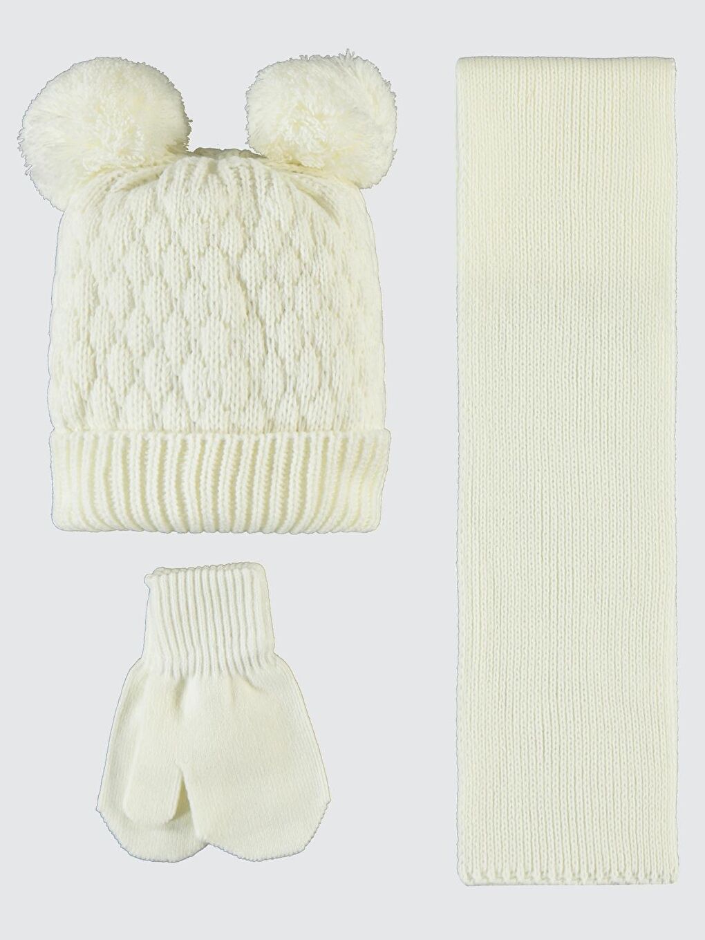 Baby 6-24 Ay Atkı Bere Eldiven Set - Ekru-1