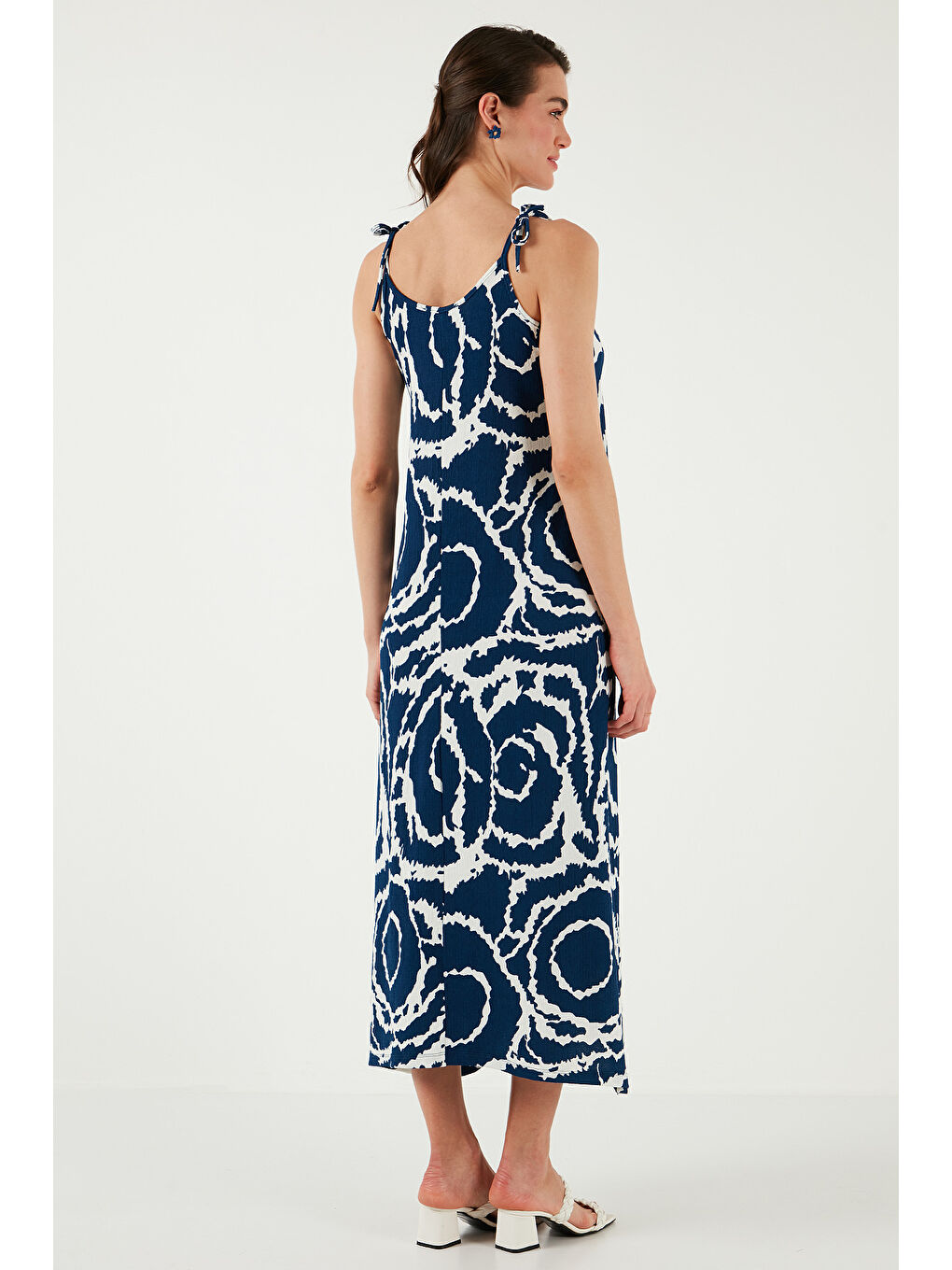 Lacivert Regular Fit İp Askılı Uzun Kadın Elbise 5865732-6