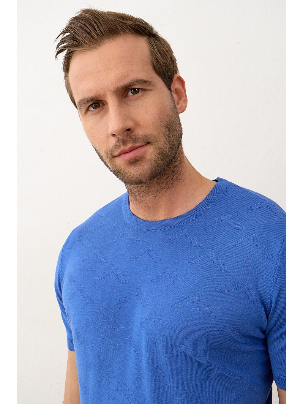 Mavi Erkek Bisiklet Yaka Slim-Fit Yazlık Triko TişörtSaks-1