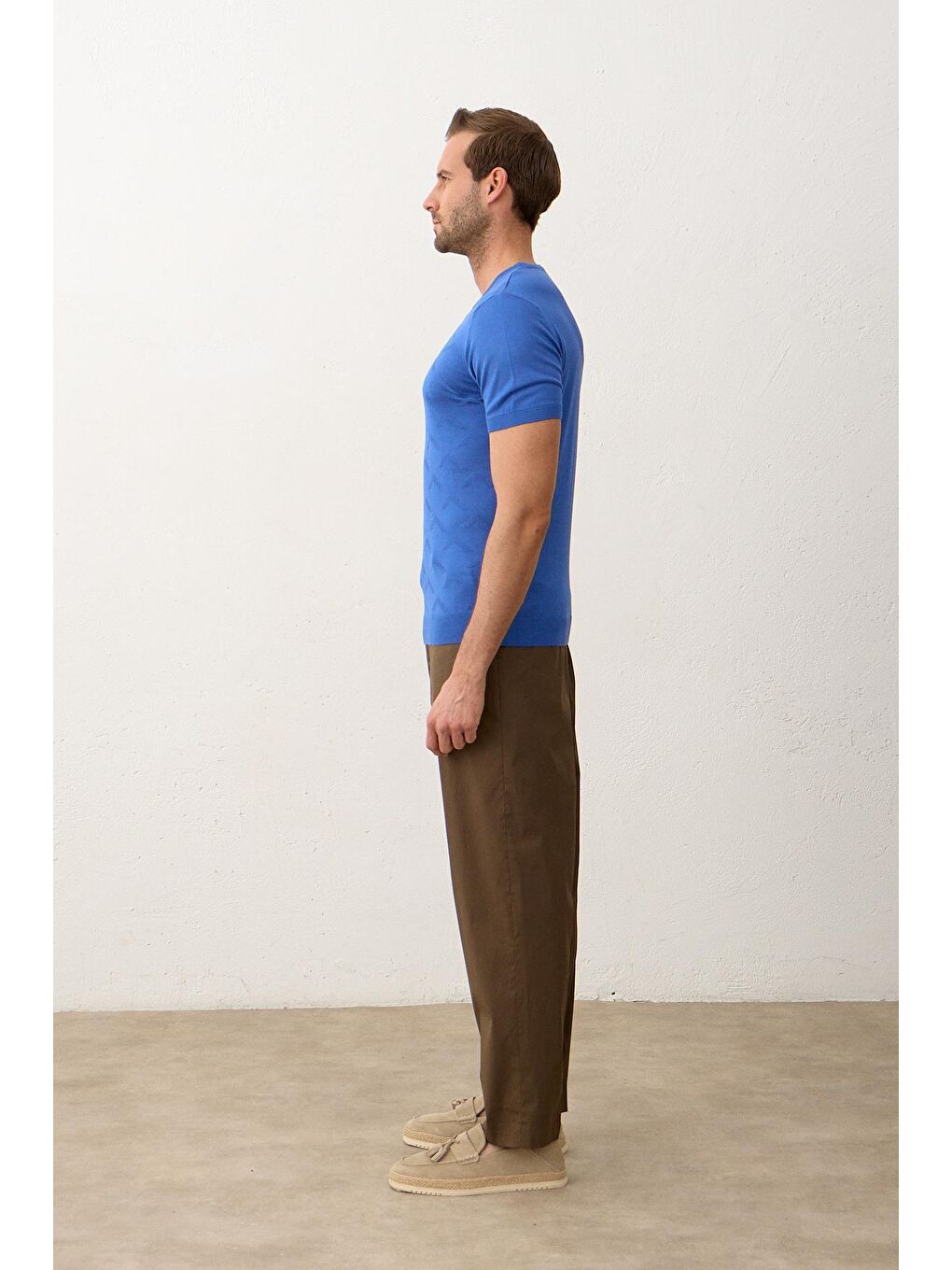 Mavi Erkek Bisiklet Yaka Slim-Fit Yazlık Triko TişörtSaks-6