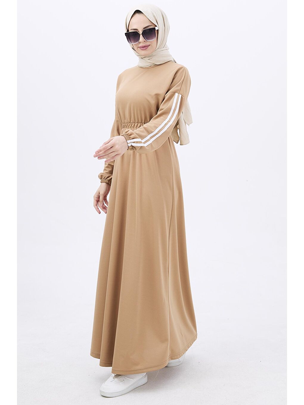 Bej Orta Kadın Vizon Elbise - 11068-2