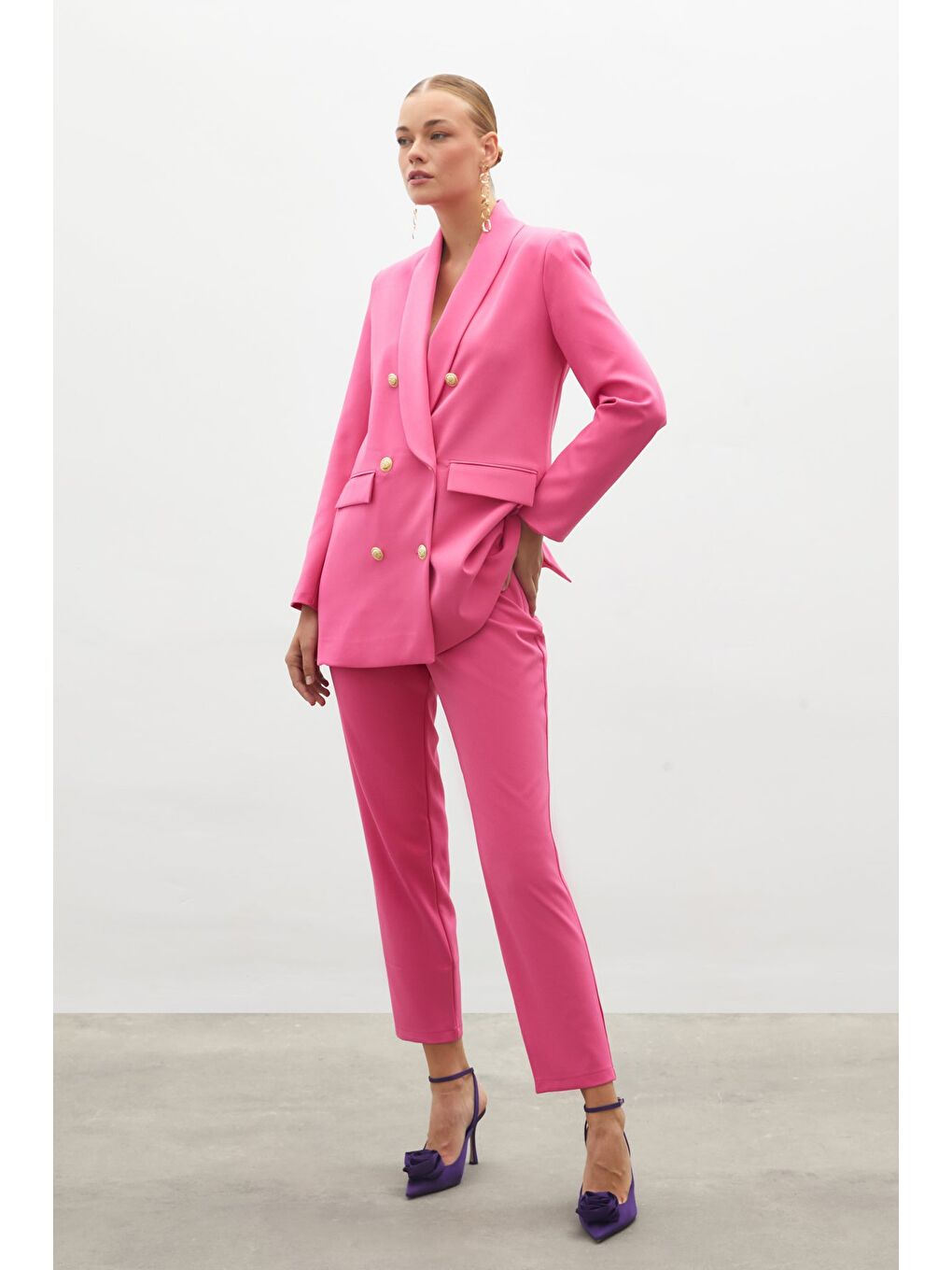 Korsaj Detaylı Pantolon - Pembe-3