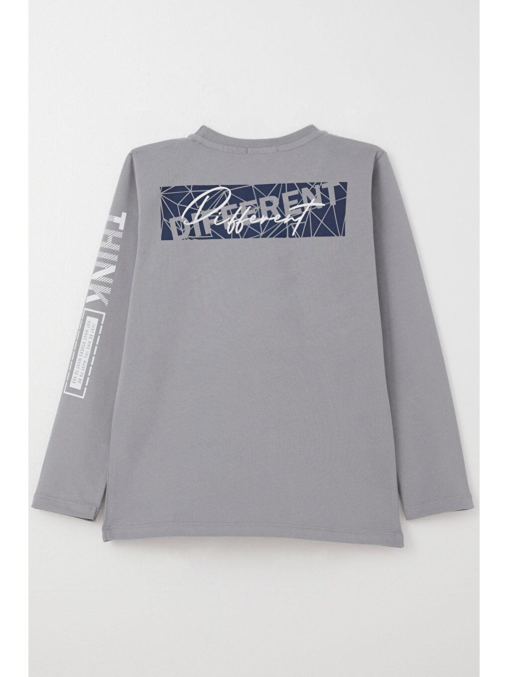 Erkek Çocuk Uzun Kollu Tişört Motivasyon Temalı Sırt Kısmı Baskılı Gri (6-12 Yaş)-4